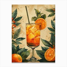 Cocktail With Oranges And Leaves Canvas Print