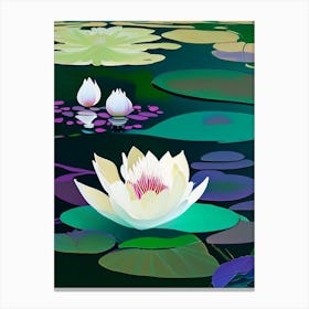 Blooming Lotus Flower In Lake Fauvism Matisse 1 Canvas Print