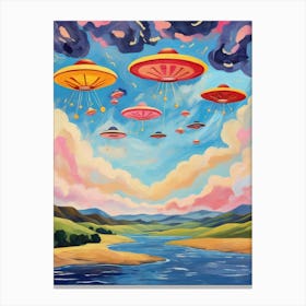 Ufos on the sky Canvas Print