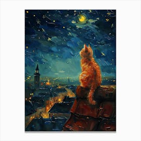 Cat At Night Canvas Print