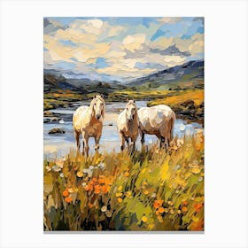 Horses Painting In Lake District, England 1 Canvas Print