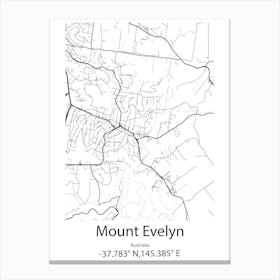 Mount Evelyn,Australia Minimalist Map Canvas Print