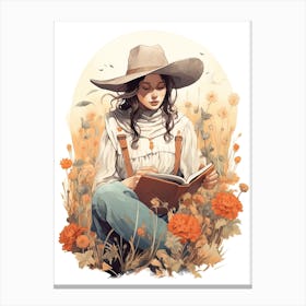 Cute Cowgirl Watercolour 2 Canvas Print