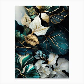 Gold And Green Leaves Canvas Print