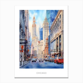 Chicago Watercolour Travel Poster 7 Canvas Print
