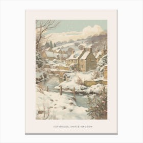 Vintage Winter Poster Cotswolds United Kingdom 1 Canvas Print