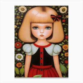 Big Eye Girl In The Garden Canvas Print