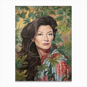 Floral Handpainted Portrait Of Michelle Yeoh 3 Canvas Print