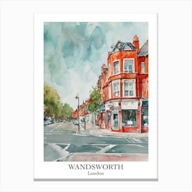 Wandsworth London Borough   Street Watercolour 2 Poster Canvas Print