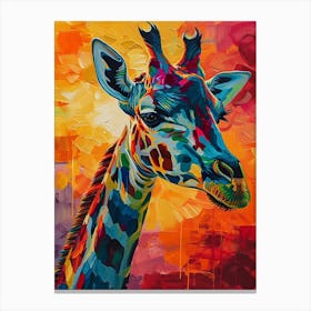 Colourful Giraffe Portrait 4 Canvas Print