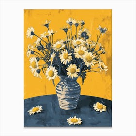 Daisy Flowers On A Table   Contemporary Illustration 1 Canvas Print