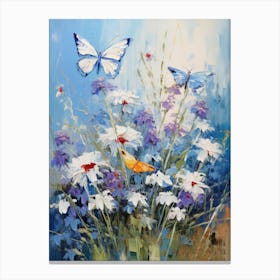 Butterflies And Daisies Canvas Print