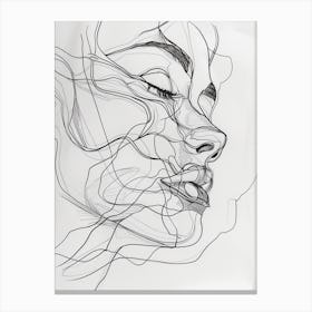 Line Drawing Of A Woman'S Face Canvas Print