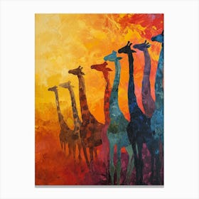 Warm Colourful Giraffes In The Sunny Landscape 1 Canvas Print