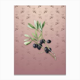 Vintage Olive Tree Botanical on Dusty Pink Pattern n.1862 Canvas Print