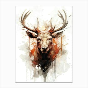 Aesthetic Abstract Watercolor Deer Buck Doe Canvas Print