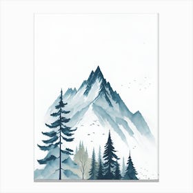 Mountain And Forest In Minimalist Watercolor Vertical Composition 101 Canvas Print