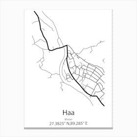 Haa,Bhutan Minimalist Map Canvas Print