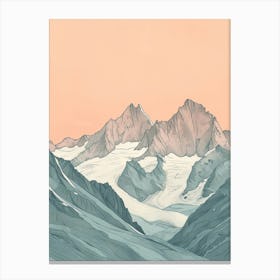 Monte Rosa Switzerland Italy Color Line Drawing (1) Canvas Print