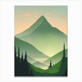 Misty Mountains Vertical Background In Green Tone 34 Canvas Print