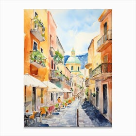 Naples, Italy Watercolour Streets 3 Canvas Print
