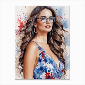 Watercolor Of A Woman In Glasses Canvas Print