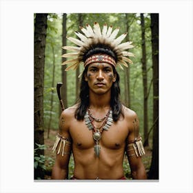 Indian Man In The Woods 6 Canvas Print