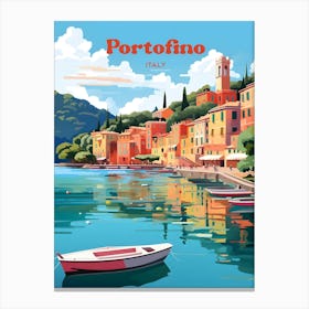 Portofino Italy Seaside Travel Art Illustration Canvas Print