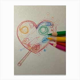 Heart With Crayons 1 Canvas Print