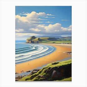 A Painting Of Rhossili Bay, Swansea Wales 3 Canvas Print