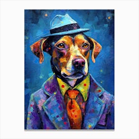Tailored Tails; A Dog 'S Glamorous Oil Portrait Canvas Print