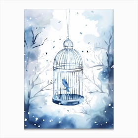 Snowy Bird Cage 3 Canvas Print