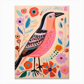 Pink Scandi Bird 4 Canvas Print