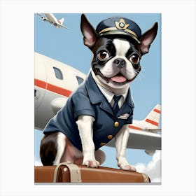 Boston Terrier Pilot-Reimagined 7 Canvas Print