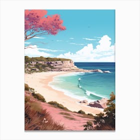 An Illustration In Pink Tones Of  Gracetown Beach Australia 2 Canvas Print