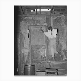 Room In House Of Agricultural Day Laborer, Note Hole In Roof And Boarded Up Door, Muskogee County, Oklahoma Canvas Print
