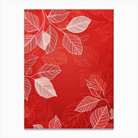 Autumn Leaves On Red Background Canvas Print