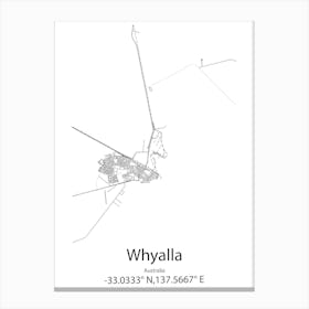 Whyalla,Australia Minimalist Map Canvas Print