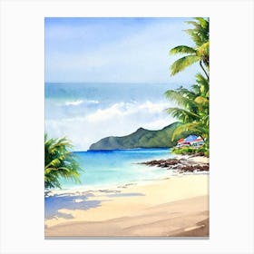 Anse Chastanet Beach, St Lucia Watercolour Canvas Print