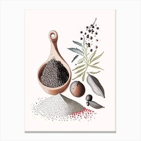 Black Pepper Spices And Herbs Pencil Illustration 3 Canvas Print