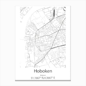 Hoboken,Belgium Minimalist Map Canvas Print