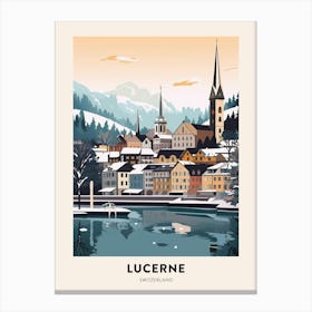 Vintage Winter Travel Poster Lucerne Switzerland 2 Canvas Print