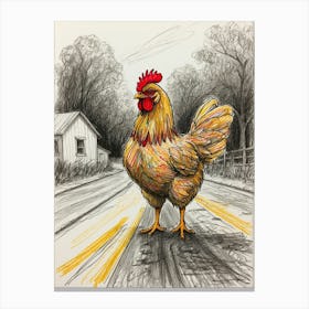 Chicken On The Road 1 Canvas Print