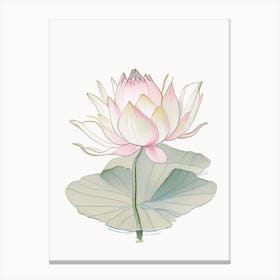 Blooming Lotus Flower In Lake Pencil Illustration 2 Canvas Print