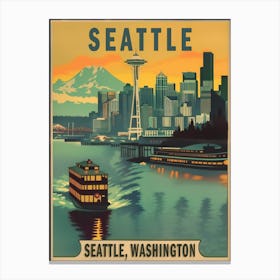 Seattle Vintage Travel Poster 3 Canvas Print