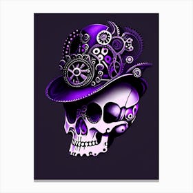 Skull With Steampunk Details 2 Purple Doodle Canvas Print