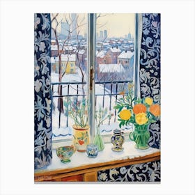 The Windowsill Of Moscow   Russia Snow Inspired By Matisse 2 Canvas Print