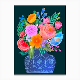 Colorful Flowers In A Vase Canvas Print