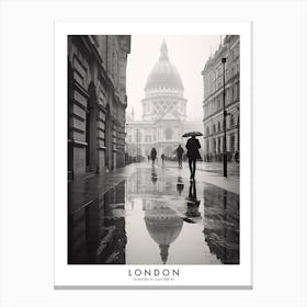 Poster Of London, Black And White Analogue Photograph 3 Canvas Print