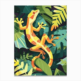 Lime Green Crested Gecko Abstract Modern Illustration 2 Canvas Print